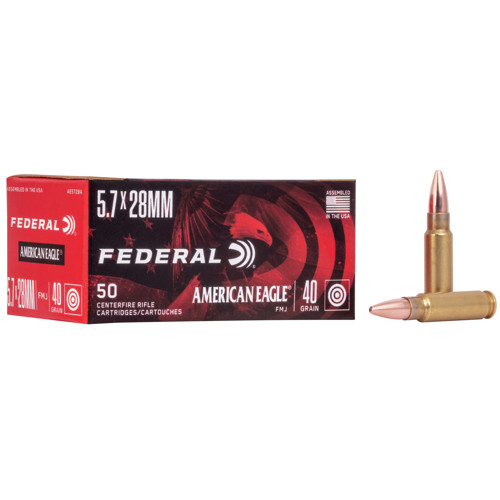 FEDERAL AMMO American Eagle 5.7x28 40gr FMJ Brass Ammunition | 50 Round