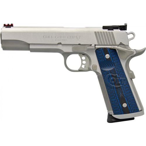 COLT Gold Cup Trophy 45ACP 5" 8rd Pistol - Stainless w/ G10 Blue Grips