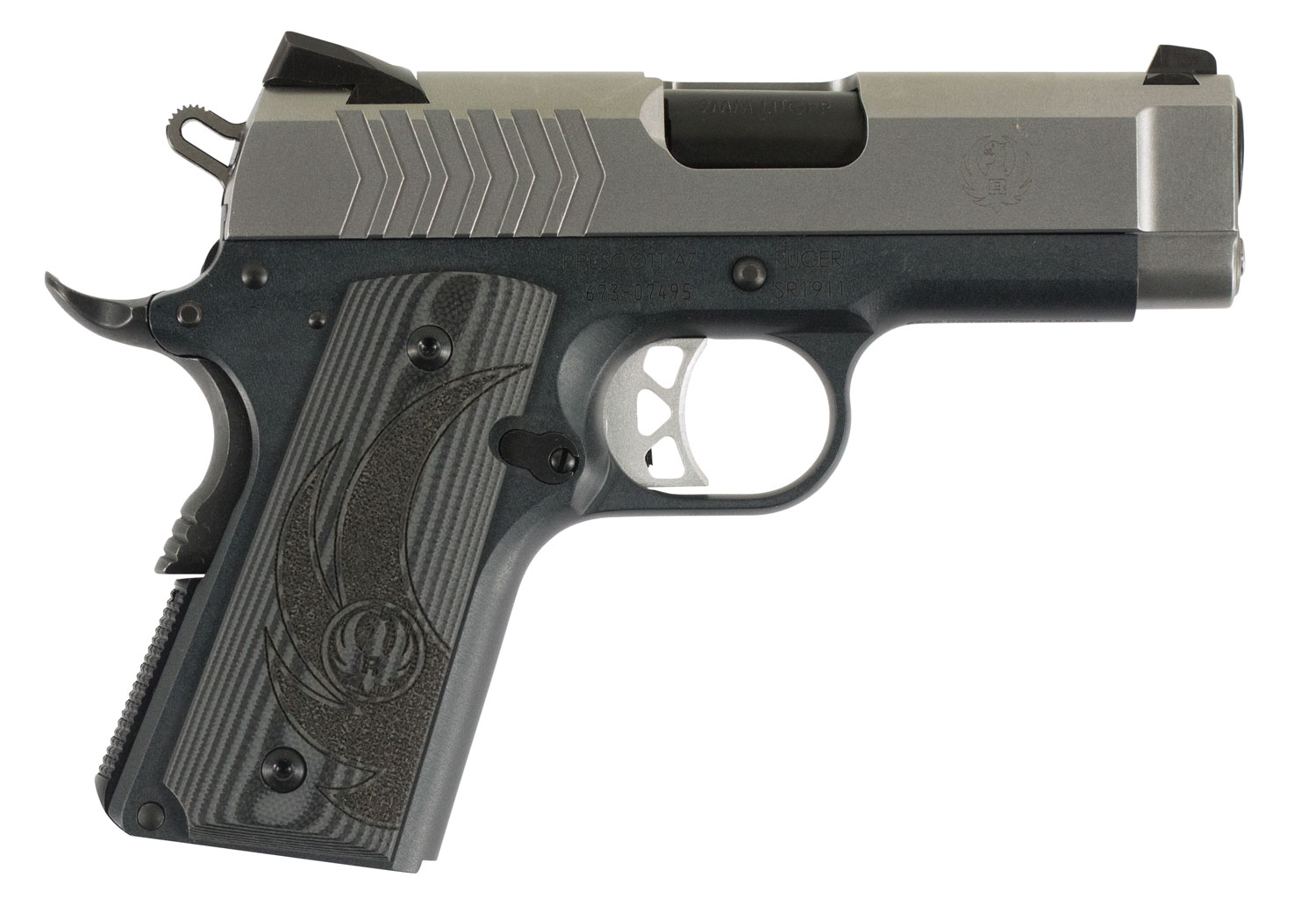 RUGER SR1911 LW Officer 9mm 3.6" 7rd Pistol | Tungsten + G10 Grips-img-0