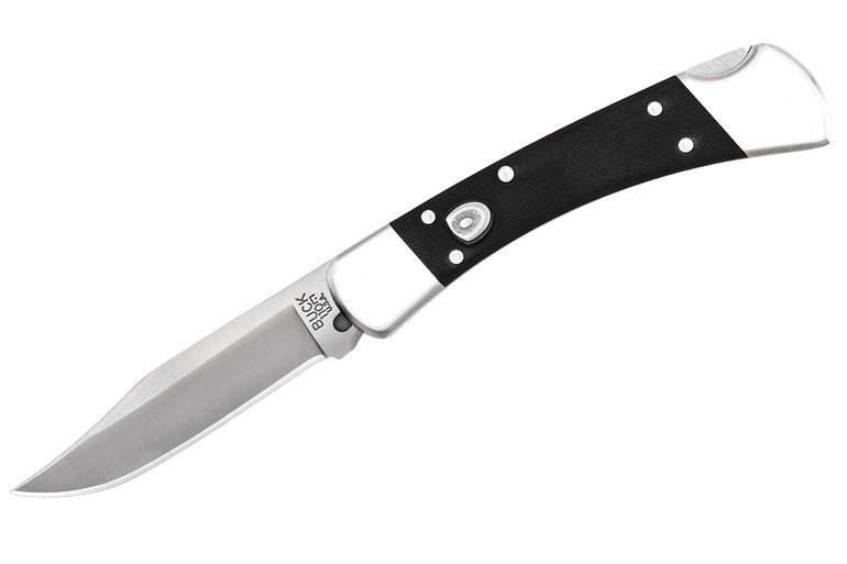 BUCK KNIVES 110 AUTO Folding Knife 3.75ʺ Clip Point Blade + Black 