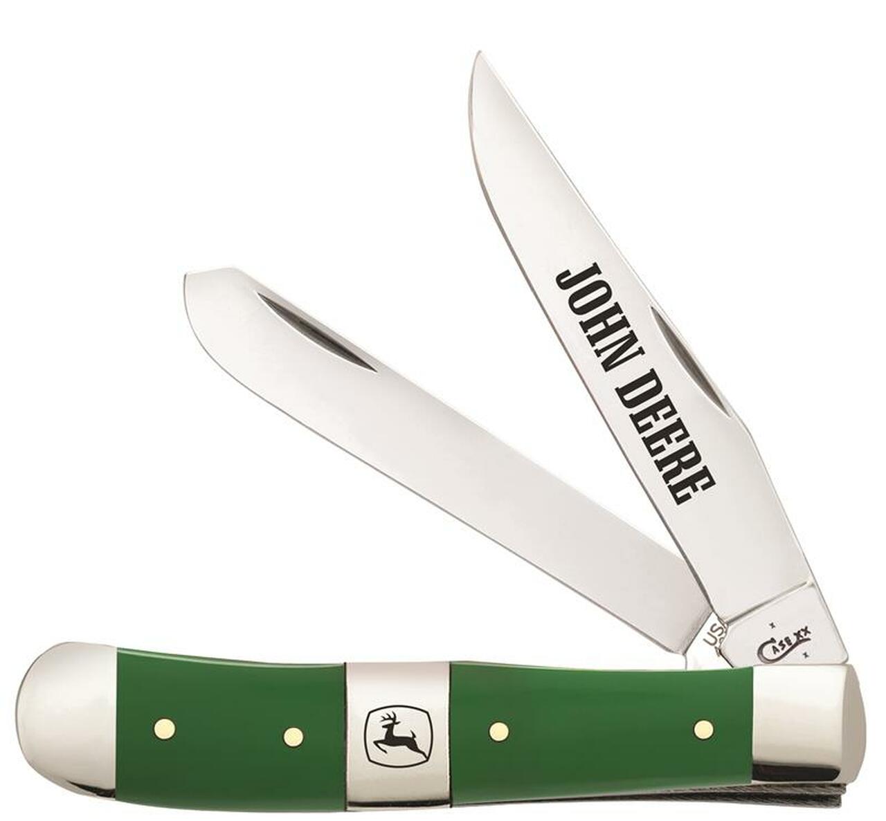CASE KNIVES John Deere Green Synthetic Trapper (4254 SS) KYGUNCO