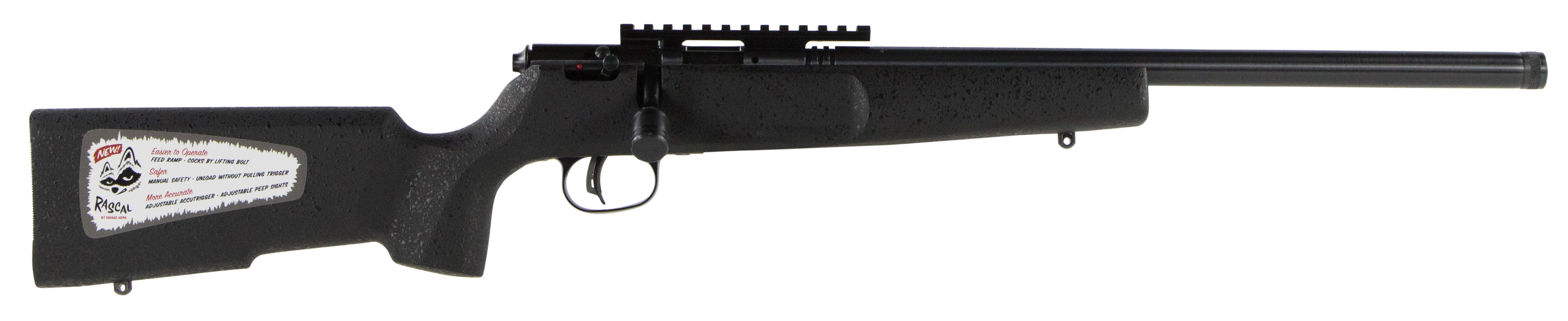 SAVAGE ARMS Rascal Target 22LR 16.1" Bolt Rifle w/ Threaded Barrel - Black-img-0