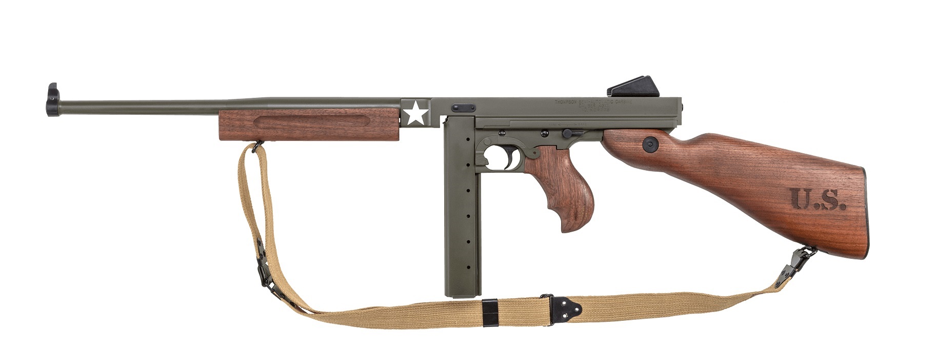 Thompson M1 Carbine Tanker 45 Acp 165 30rd Semi Auto Rifle W Stick Mag Od Green Walnut 5288