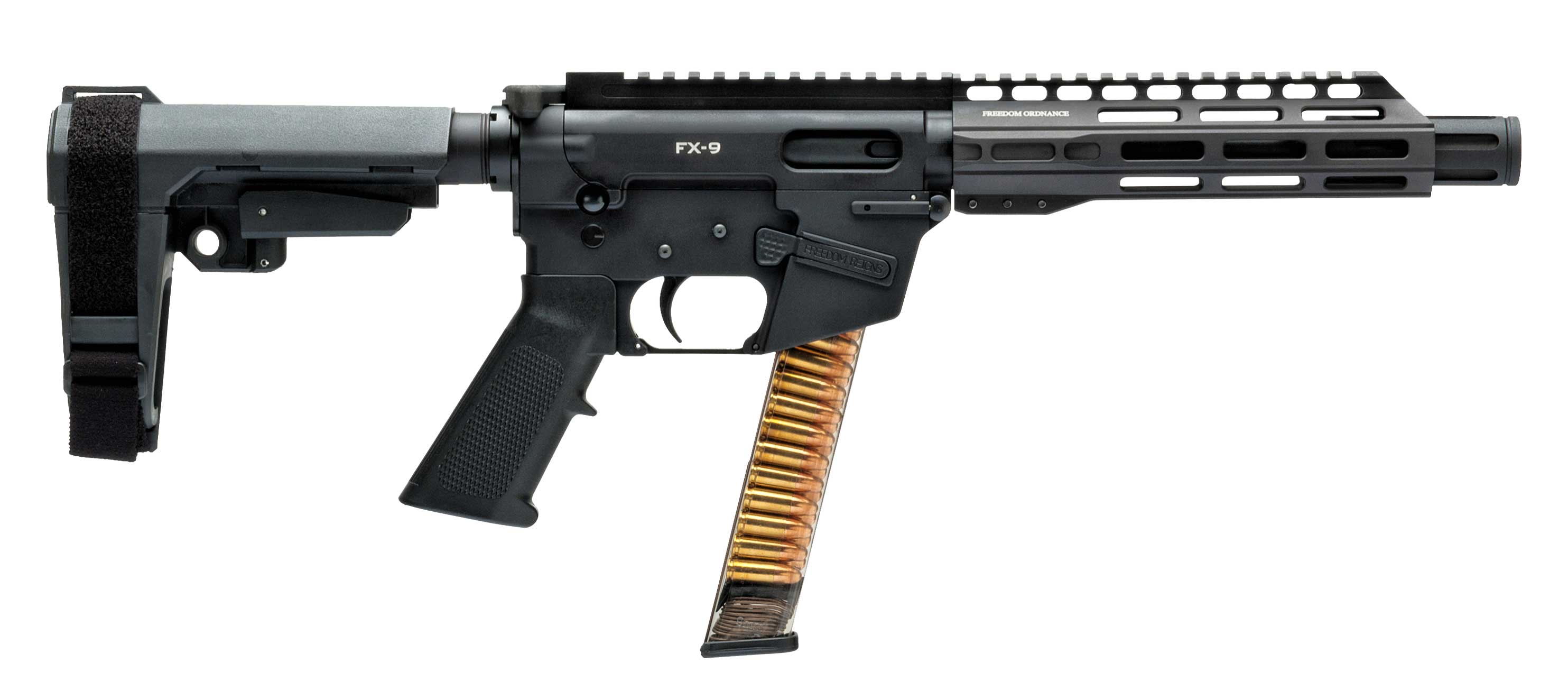 FREEDOM ORDNANCE FX-9 9mm 8" 31rd Pistol w/ Brace + Faux Suppressor | Black-img-0