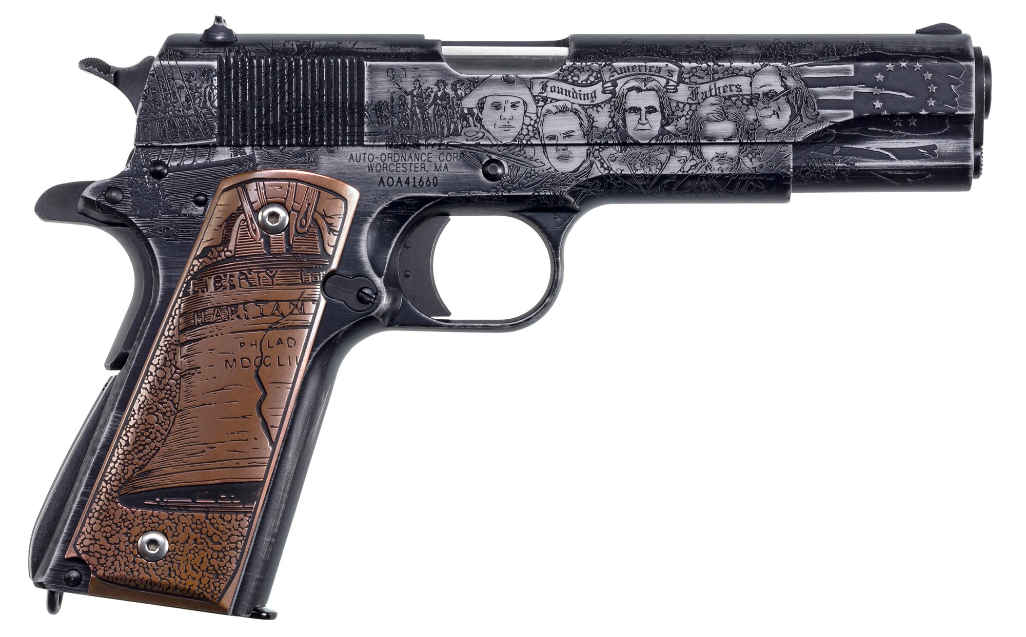 AUTO ORDNANCE Revolution Custom 1911 45ACP 5" 7rd Pistol - Copper Grips-img-0