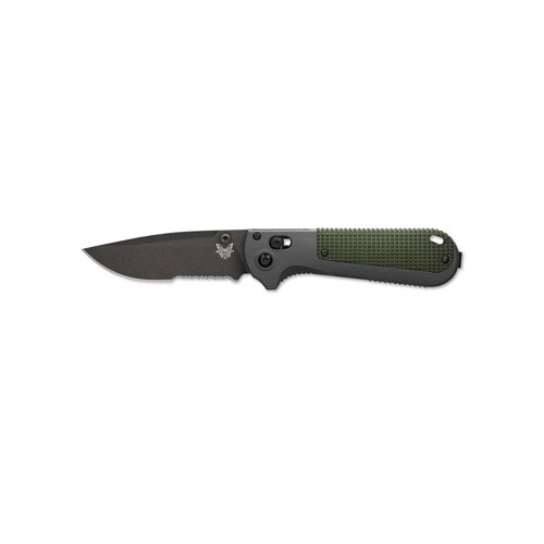 BENCHMADE Redoubt AXIS Folding Knife 3.55" Combo Drop Point Blade w/ Grey & Green Grivory Handles