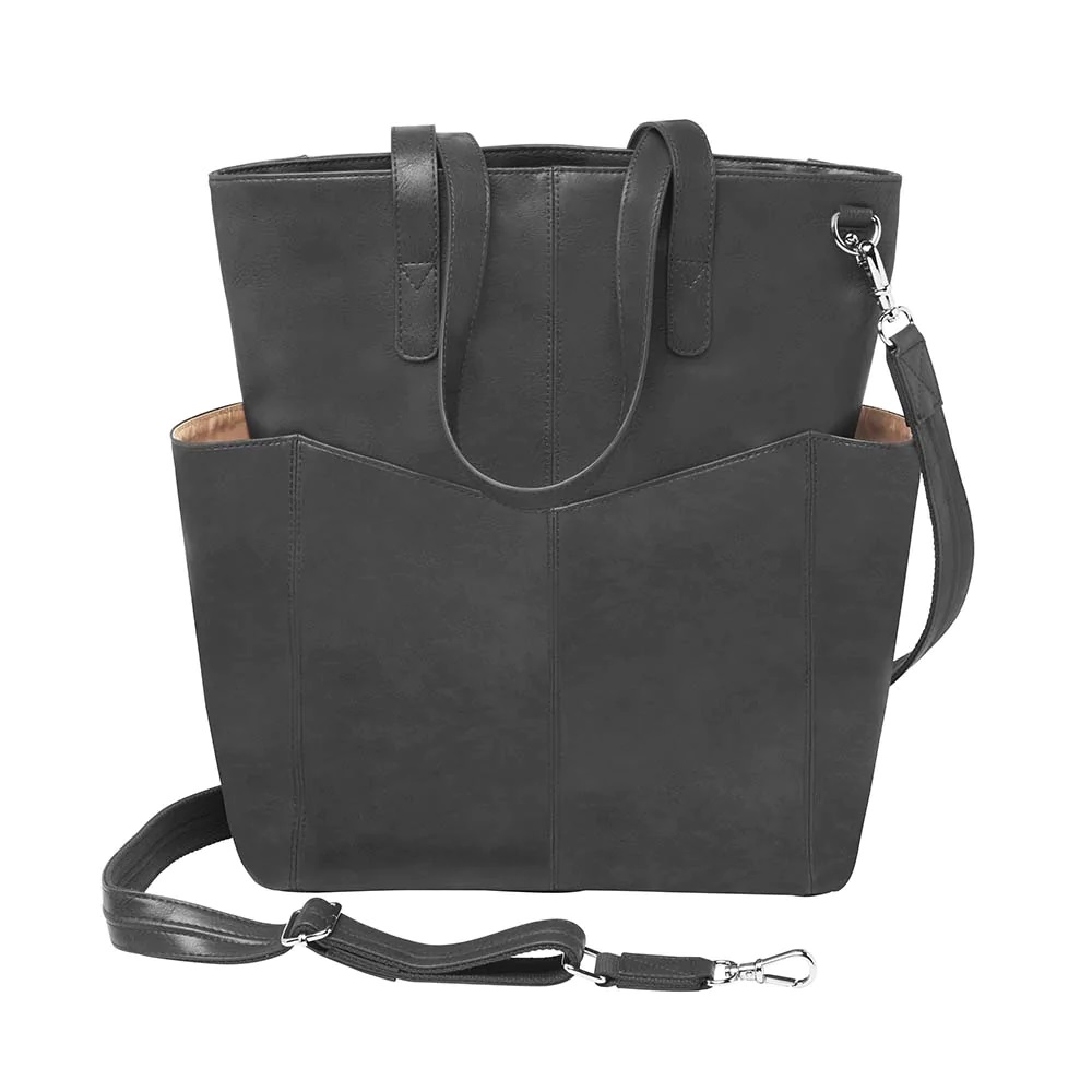 GUN TOTE'N MAMAS Oversized Leather RFID Travel Tote Black KYGUNCO