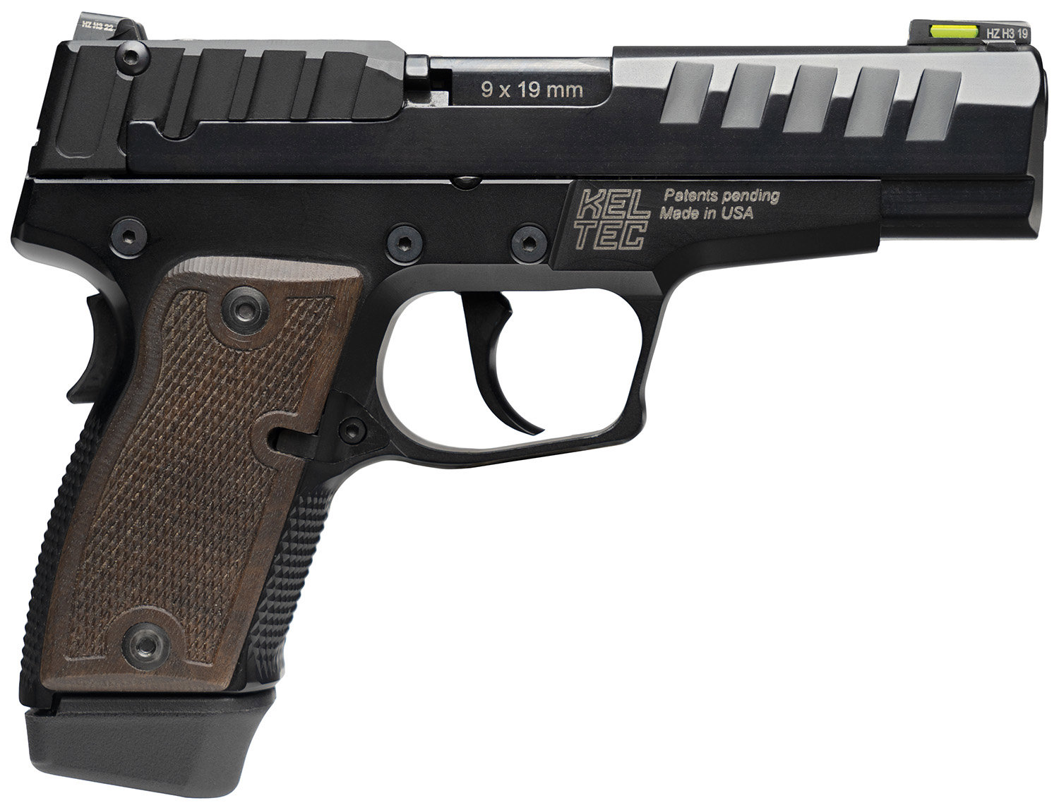 KEL-TEC P15 9mm 4" 15rd Pistol w/ Fiber Optic Sights - Black / Walnut Grips-img-0