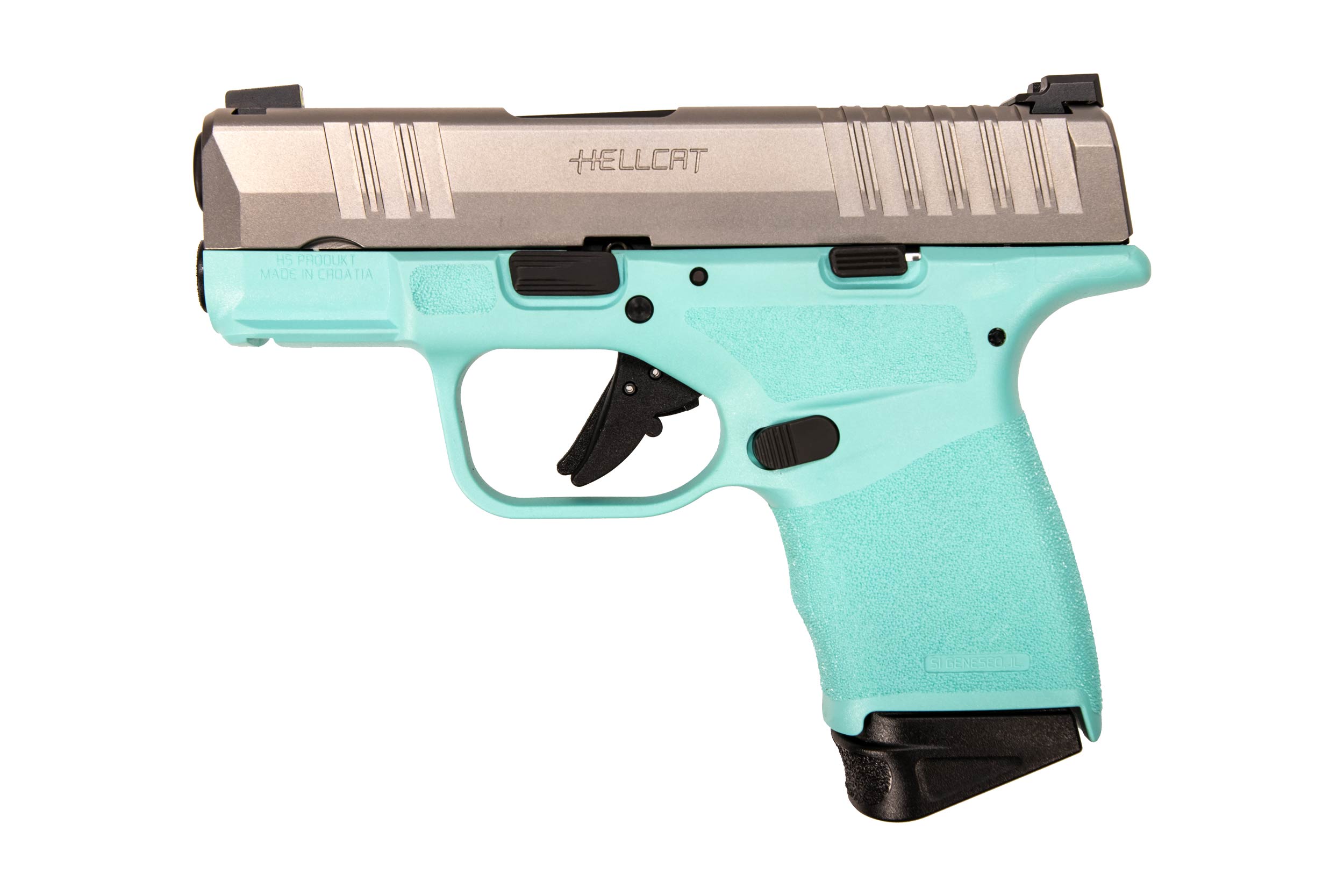 SPRINGFIELD Hellcat 9mm 3'' 13rd SemiAuto Pistol Robin Egg Blue / Stainless KYGUNCO