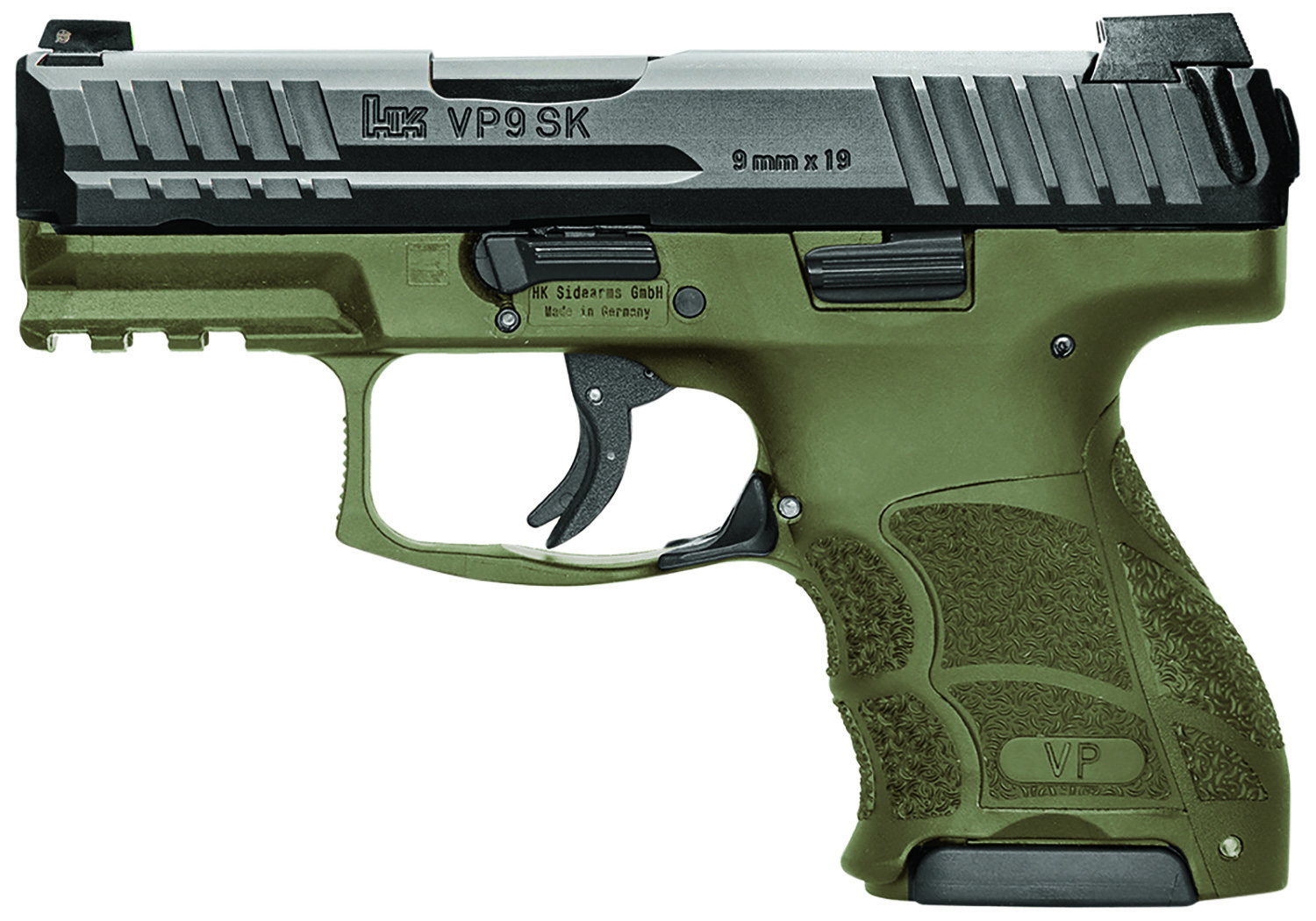 Hk Usa Vp9 9Mm 4.1" 10Rd Pistol W Hi-Viz Sights - Black  Od Green