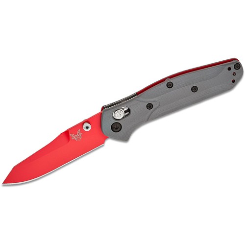 BENCHMADE Shot Show 2024 Exclusive Mini OSborne Folding Knife 2.92" Red Tanto Blade | Grey G10