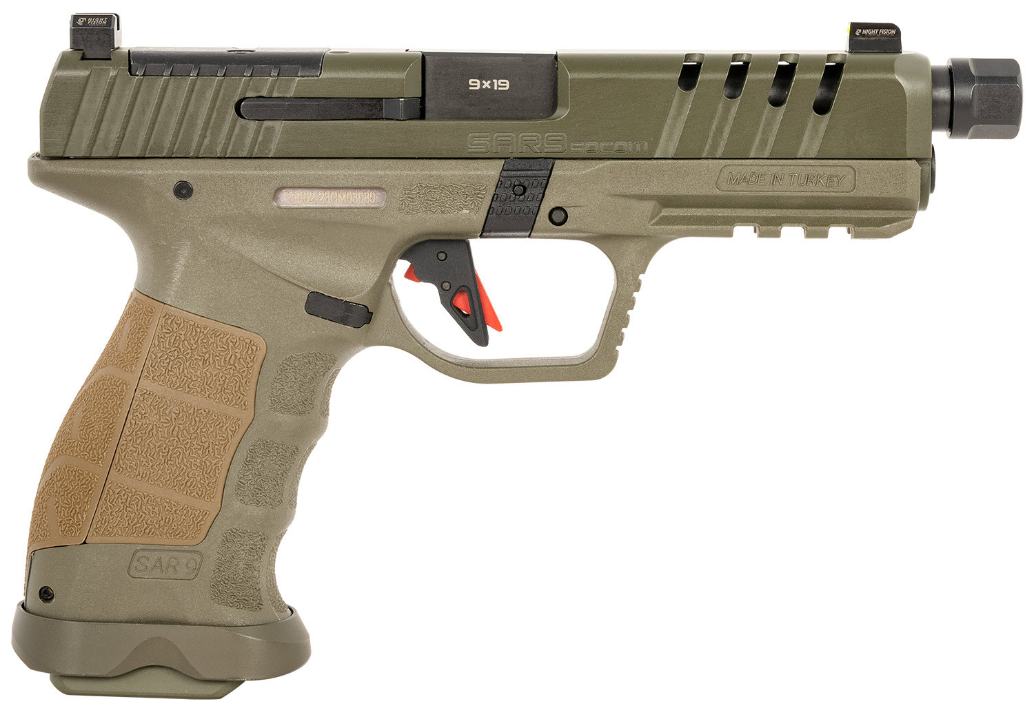 SAR USA SAR9 SOCOM 9mm 5.2ʺ 21rd Optic Ready Pistol + Threaded Barrel ...