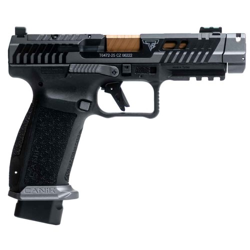 CANIK TTI COMBAT 9mm 4.6ʺ 18rd - Black & Gold w/ Ported Barrel | KYGUNCO