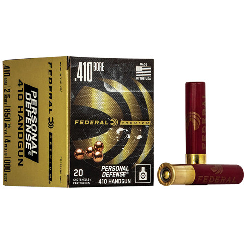 FEDERAL AMMO Personal Defense 410 Bore 2-1/2ʺ 000 Buck Handgun Ammunition | 20 Rounds | KYGUNCO