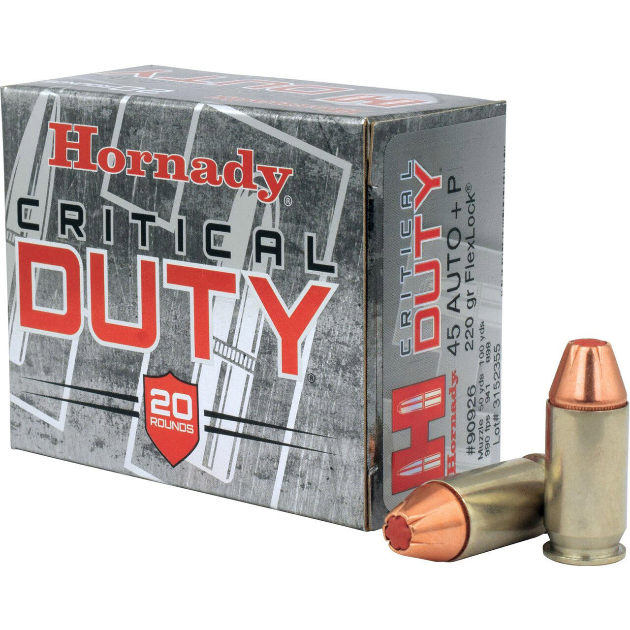 HORNADY Critical Duty 45 ACP +P 220Gr FlexLock Nickel-Plated Ammunition ...