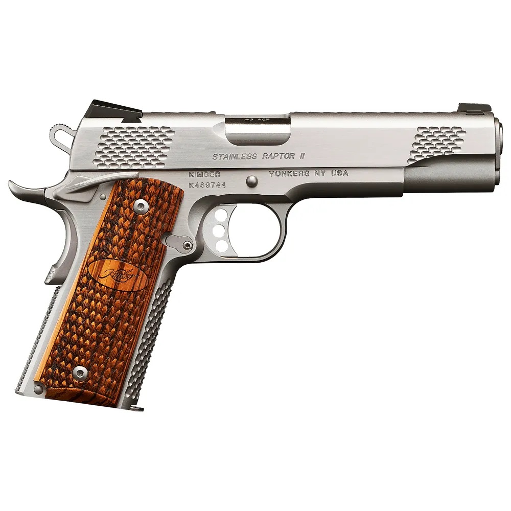KIMBER Raptor II 1911 9mm 5" 8rd Pistol - Stainless w/ Zebrawood Grips-img-0