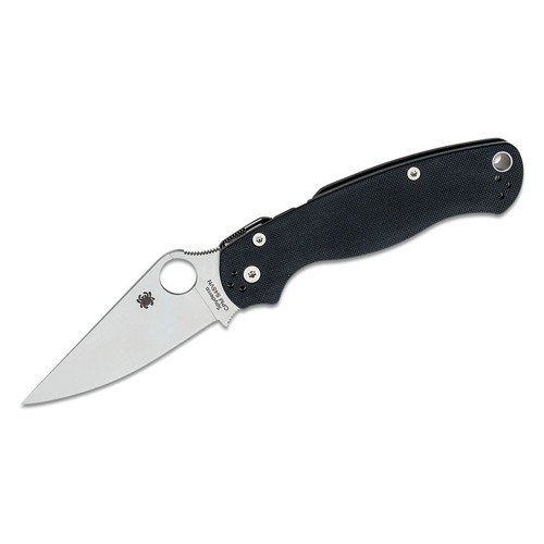 SPYDERCO Paramilitary 2 Folding Knife 3.42" Clip Point Blade + Black G10 Handles