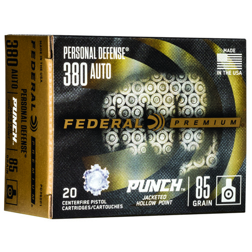 FEDERAL AMMO Premium PUNCH 380 ACP 85gr Jacket Hollow Point Ammunition | 20 Rounds