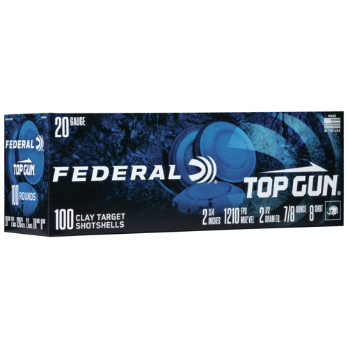 FEDERAL AMMO Top Gun 20 Gauge 2-3/4" 7/8oz #8 Shotgun Ammunition | 100 Rounds
