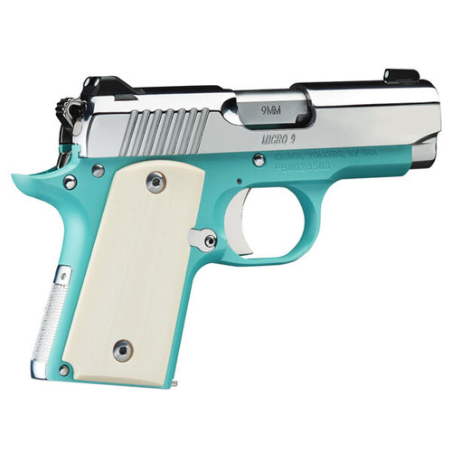 KIMBER Micro 9 9mm 315 6rd Pistol  Bel Air Blue  Stainless  Ivory G10 Grips