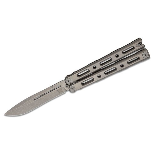 BENCHMADE 85 Billet Ti Balisong Butterfly 4.4" Drop Point Blade w/ Titanium Handles & Magnetic Latch