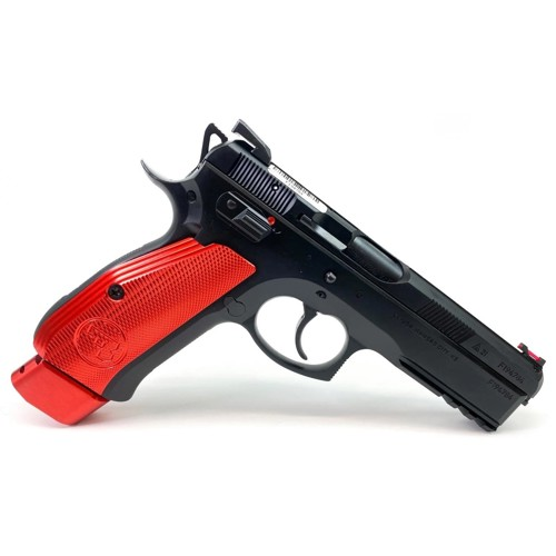 CZUSA 75 SP01 Competition 9mm 46 21rd Pistol w Fiber Optic Sights  Black w Red Grips