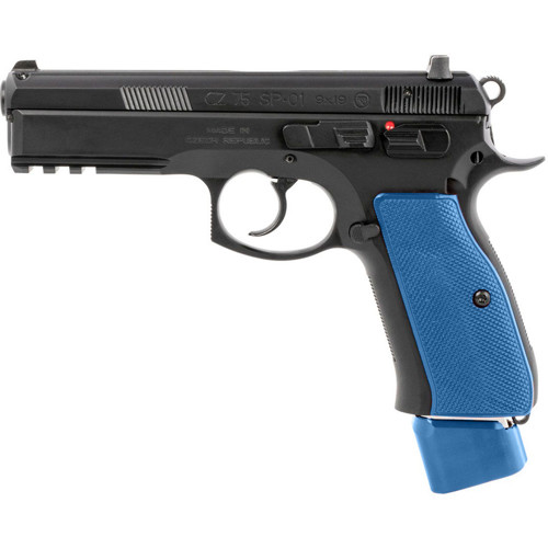 CZUSA 75 SP01 Competition 9mm 46 21rd Pistol w Night Sights  Black  Blue Grips