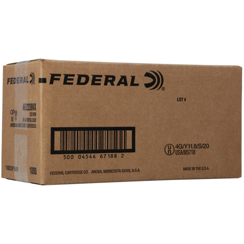 FEDERAL AMMO 223 Rem 55Gr Brass Case 1000rd