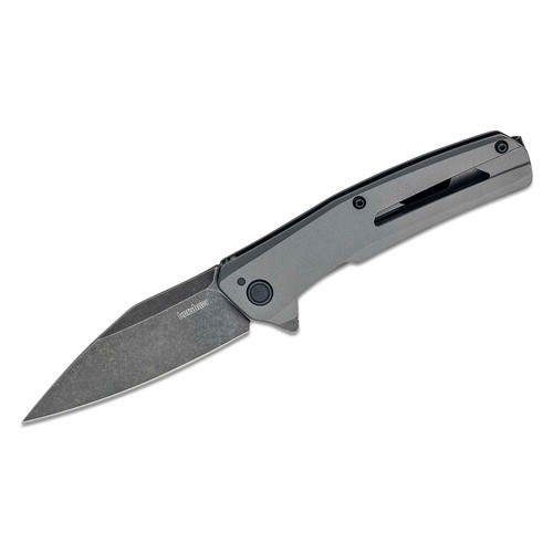 KERSHAW Flyby Assisted Flipper Knife 3" D2 BlackWashed Wharncliffe Blade - Gray PVD Handle