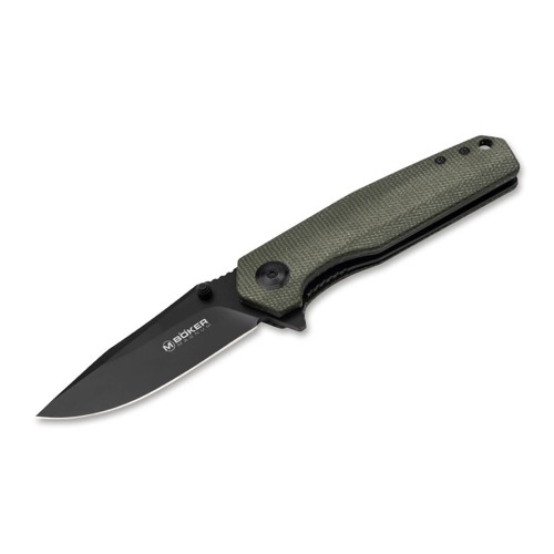 BOKER Magnum Field Flipper Knife 2.83" Clip Point Blade - OD Green Micarta Handles