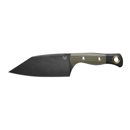 BENCHMADE The Station Knife 5.97" Clip-Point Blade | OD Green & Black G10 Handles w/ Gold Rings
