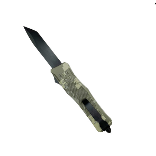 MASTER CUTLERY Out the Front Knife 3.5" Blade Tanto Plain Blade | Camo Handles