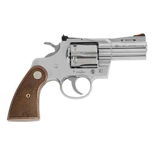 COLT Python 357 Mag 25 6rd Revolver w SemiBright Sights  Stainless  Walnut