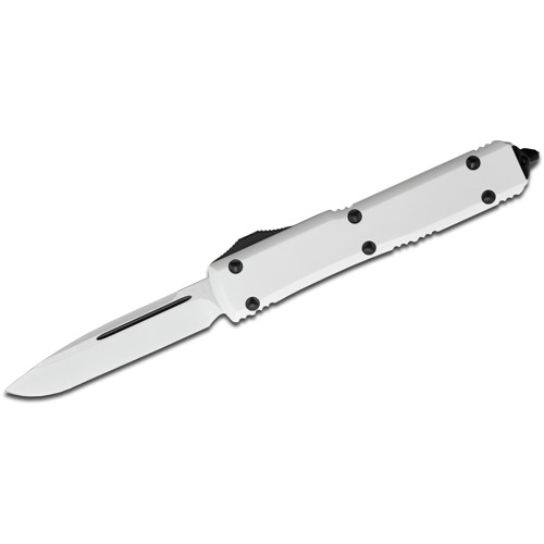 MICROTECH KNIVES Ultratech AUTO OTF 3.46" Drop Point Blade | White Aluminum Handles