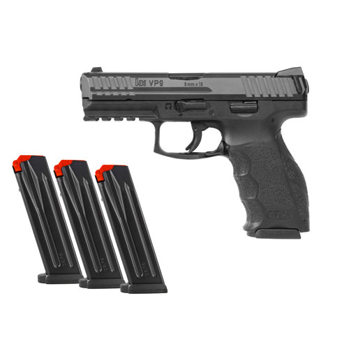 HK USA VP9 9mm 4.09" Tac Pack 3 Extra 17rd Mags - Black