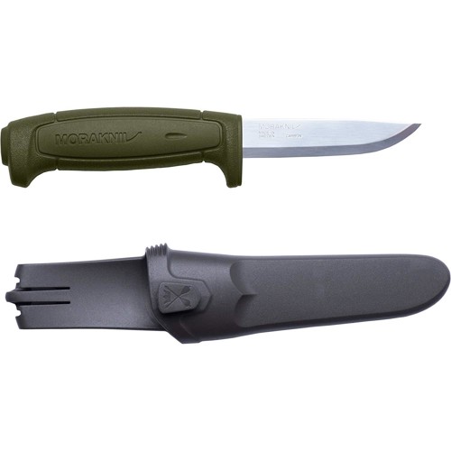 MORAKNIV Mora Basic 511 3.5" Drop Point Fixed Blade Knife | Military Green w/ Plastic Sheath