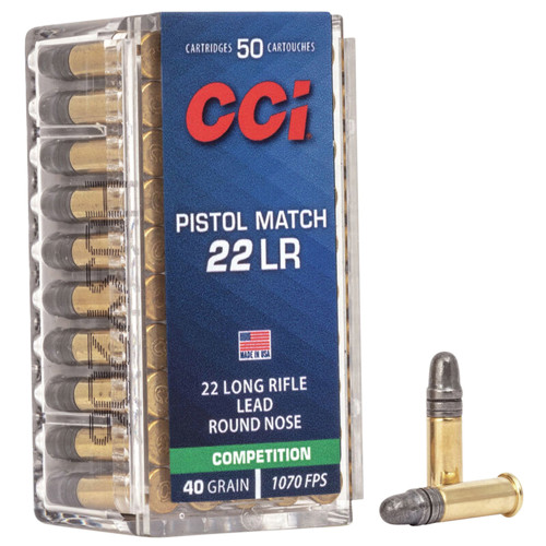 CCI 22 LR Pistol Match 40Gr 1070 FPS LRN 50rd