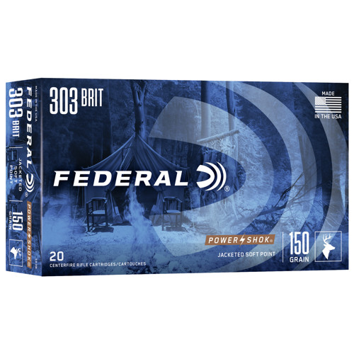 FEDERAL AMMO Power-Shok 303 British 150Gr Jacketed Soft Point Ammunition | 20 Rounds