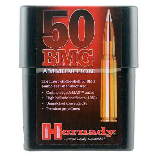 HORNADY Match 50 BMG 750Gr A-MAX Brass Ammunition | 10 Rounds