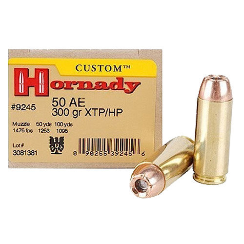 HORNADY Custom 50 AE 300gr XTP Hollow Point Ammunition | 20 Rounds