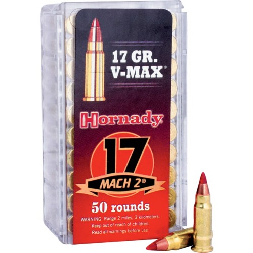 HORNADY 17 MACH2 17Gr V-Max Rimfire Varmint Exp 50pk Ammo