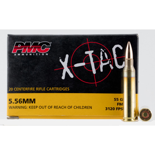 PMC X-TAC 5.56 NATO 55gr Full Metal Jacket Boat Tail Ammunition | 20 Rounds